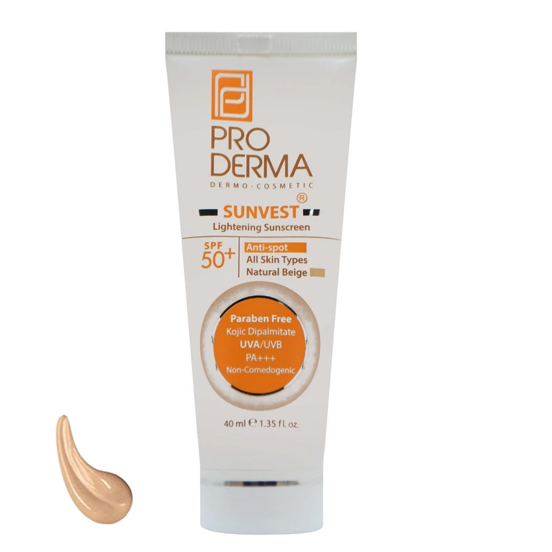 کرم ضد آفتاب و روشن کننده لک های پوست SPF50 رنگ بژطبیعی (NATURAL BEIGE) پرودرما