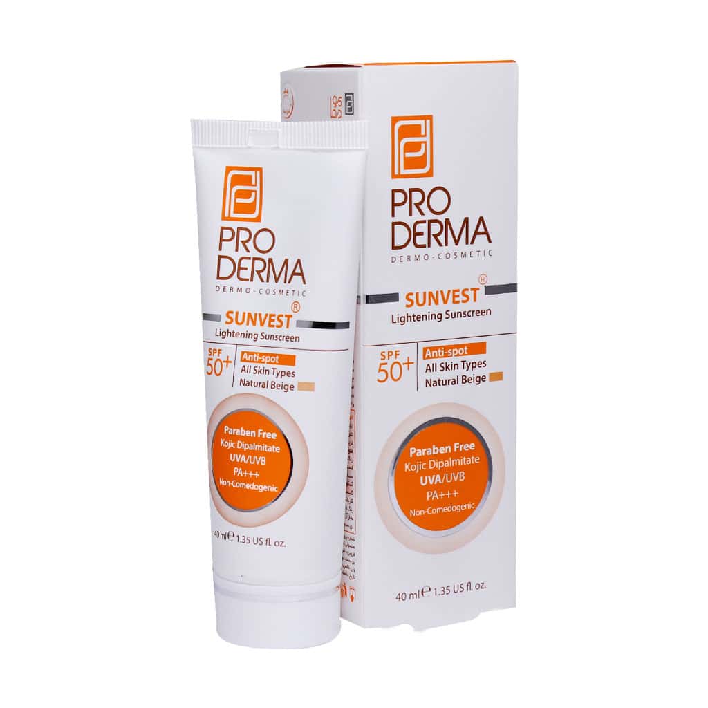 کرم ضد آفتاب و روشن کننده لک های پوست SPF50 رنگ بژطبیعی (NATURAL BEIGE) پرودرما