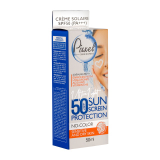 کرم ضد آفتاب پوست خشک و حساس (SENSITIVE&DRY SKIN) SPF50 بدون رنگ پیکسل