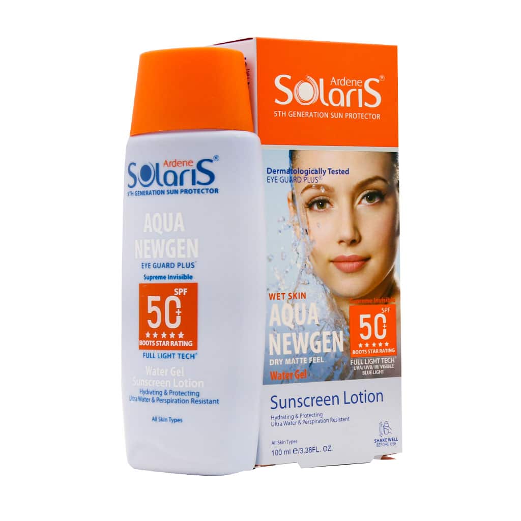 لوسیون ضدآفتاب فاقد چربی SPF50 مدل آکوا نیوژن (AQUA NEWGEN)آردن سولاریس بانو1